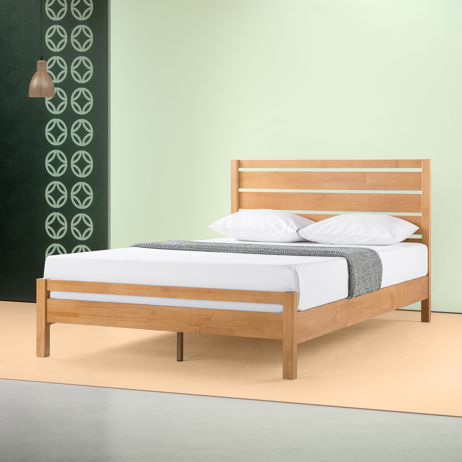 Zinus Aimee 41" Traditional Wood Platform Bed with Headboard, King