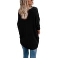 thumbnail image 3 of Uhndy Womens Waffle Knit Tunic Blouse Tie Knot Henley Tops Loose Fitting Bat Wing Plain Shirts Black M, 3 of 3