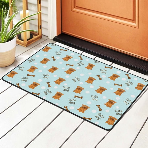 Cute Cartoon Pet Dog Blue Rugs Doormat, Non-Slip Machine Washable Carpets Floor Door Mat , 36" x 24"
