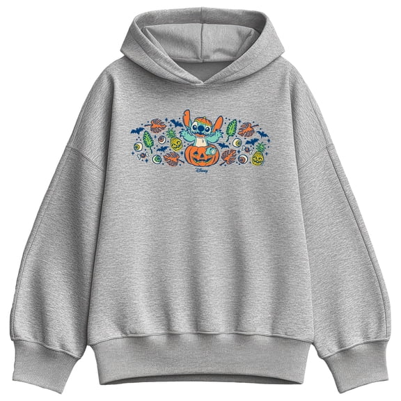 Lilo & Stitch - Pumpkin Florals - Women's Oversized Fleece Hoodie Sweatshirt