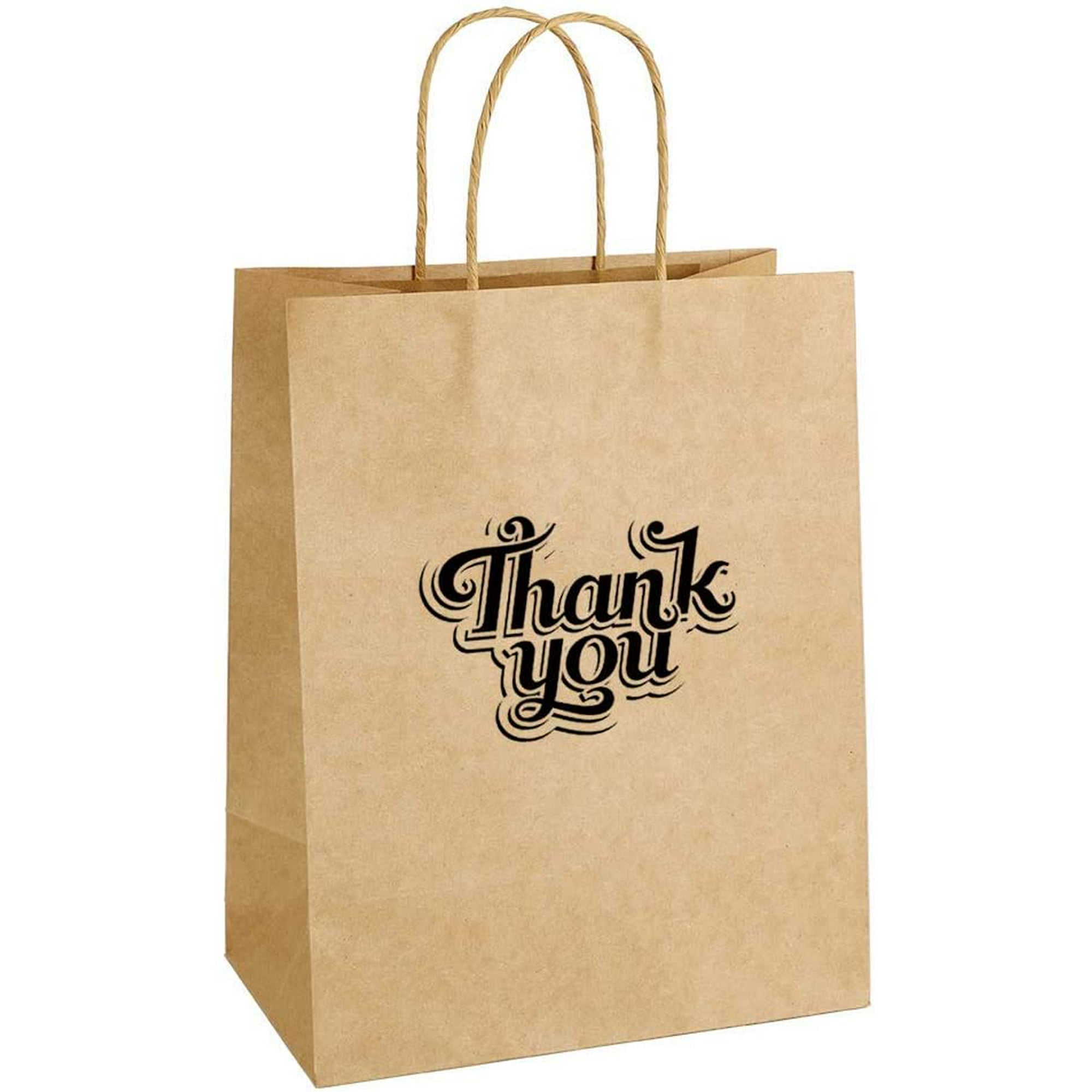 100pcs 10.6x7.9x4.3 Kraft Paper Bags Thank You Gift Bag with Handles for Wedding Party Craft Retail Packaging Recycled Twist handles Brown Shopping