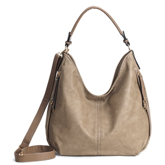 Capamaster Women’s Faux Leather Hobo Bag with Crossbody Strap, Casual Shoulder Tote Handbag for Everyday Use – Soil