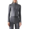 thumbnail image 2 of Chaqueta de entrenamiento con media cremallera y tops de yoga de forro polar cálido para mujer, 2 of 4
