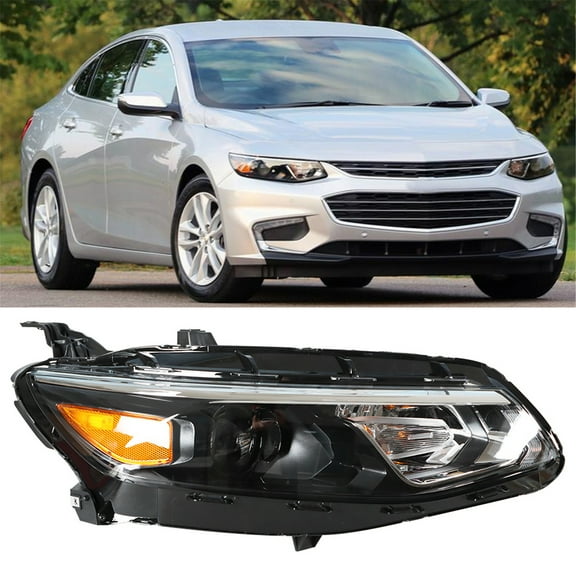 SEBLAFF RH Black Housing Clear Lens Projector Right Headlight Passenger Side Headlamp Assembly Replacement for 2016 2017 2018 Malibu GM2503426