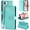 Mint, variant on for iPhone 16e/17e Wallet Case, PU Leather Full Body Protective Cover, 6 Card Slots + 1 Inner Side Cash Pocket + 1 Outside Cash Pocket + 1 Zipper Pocket Stand Shoulder Wrist Strap, Purple