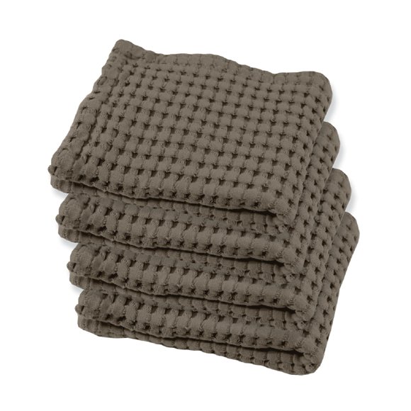 Gilden Tree Toalla Tipo Gofre De Secado Rápido, Fina, Exfoliante, Paquete De 4 Paños Para Cara Y Cuerpo, Estilo Moderno (Piedra)