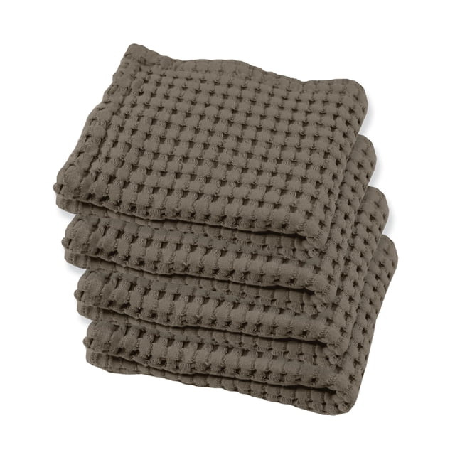 Gilden Tree Toalla Tipo Gofre De Secado Rápido, Fina, Exfoliante, Paquete De 4 Paños Para Cara Y Cuerpo, Estilo Moderno (Piedra)