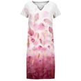 thumbnail image 4 of SMihono Robe d'Été Bohème pour Femmes Grande Taille Robes à Manches Courtes Mode Fleurs Imprimées Taille Robe d'Été Col en V Longueur Genou, 4 of 5