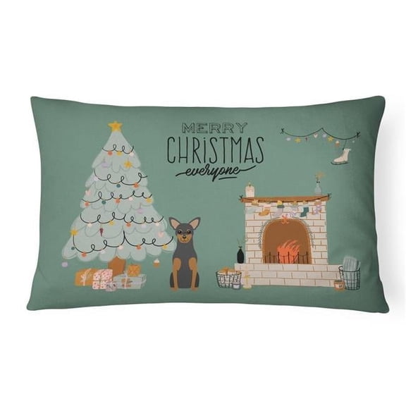 Caroline's Treasures CK7591PW1216 Manchester Terrier Christmas Everyone Canvas Fabric Decorative Pillow, 12H x16W,