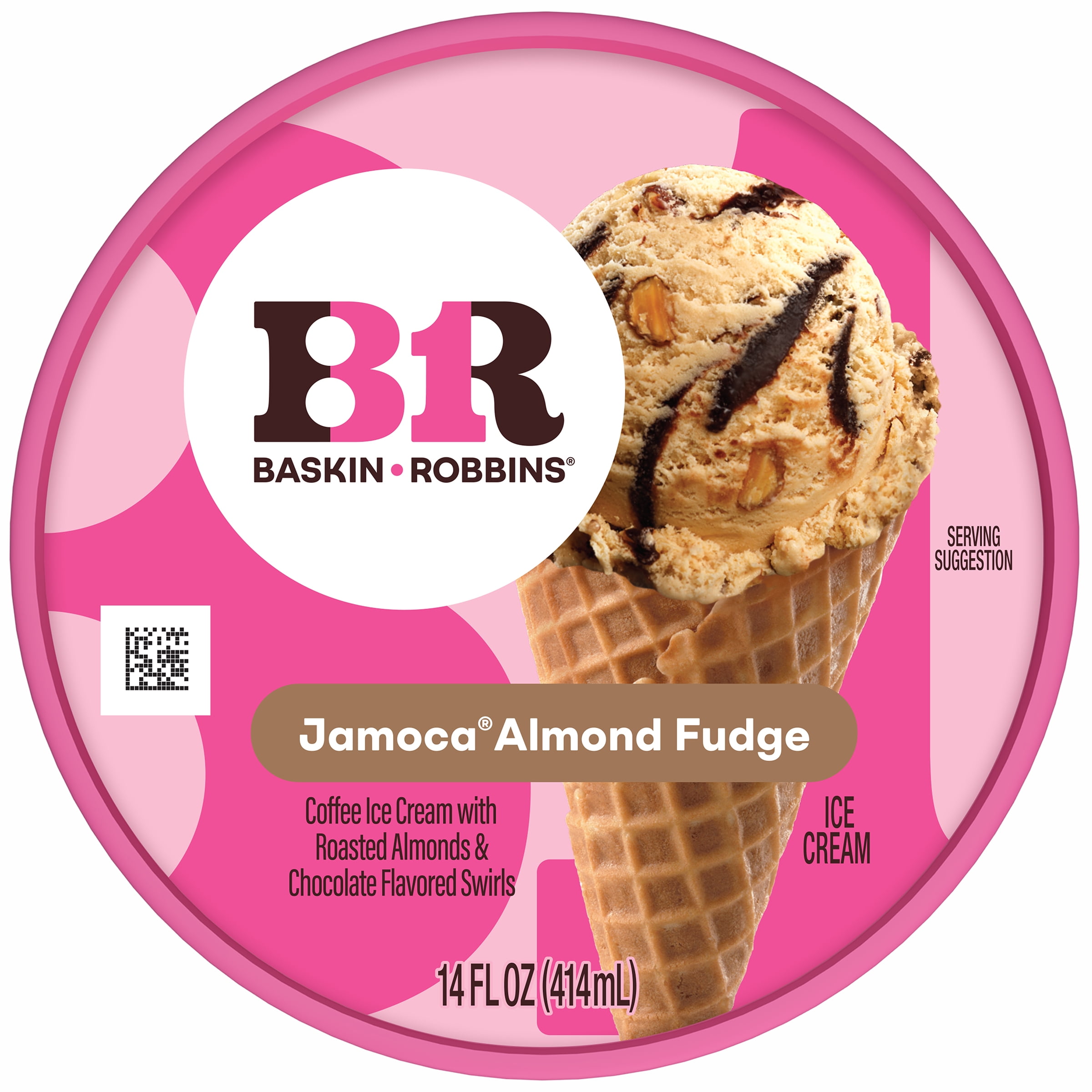 Baskin-Robbins Jamoca Almond Fudge Ice Cream, 14 fl oz Cup – Coffee Ice Cream with Roasted Almonds and Chocolate Fudge Swirl