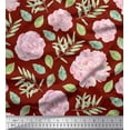 thumbnail image 1 of Soimoi Red Rayon Fabric Leaves & Flower Floral Print Fabric by Yard 42 Inch Wide, 1 of 3