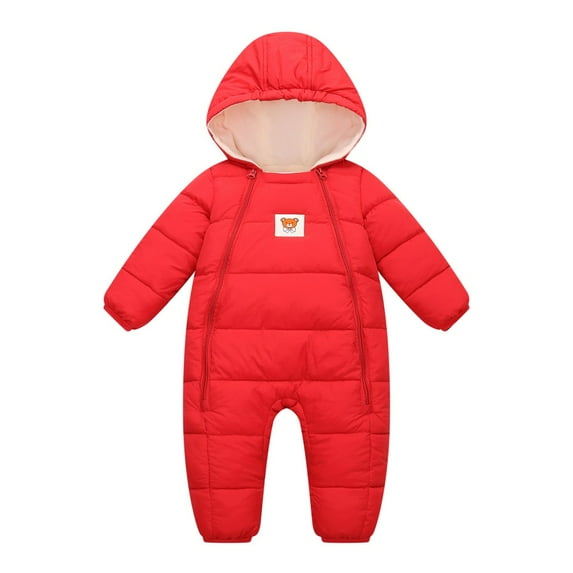 SYNPOS Infant Boys Girls Winter Snowsuit Jumpsuit Baby Warm Padded Coat Hooded Puffer Jacket Outfit 0-12 Month