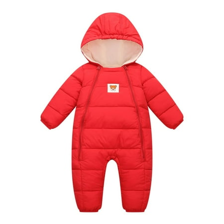 

GYRATEDREAM 0-12 Months Baby Boys Girls Snowsuit Romper Puffer Jacket Infant Fleece Thick Warm Jumpsuit Outwear