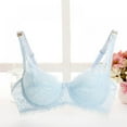 thumbnail image 2 of Saient Women Lace Bra Sexy Unlined Underwire Push Up Bra Lingerie Intimates Bralette Women Full Lace Brassiere Underwear Bras,Sky Blue,34B, 2 of 5