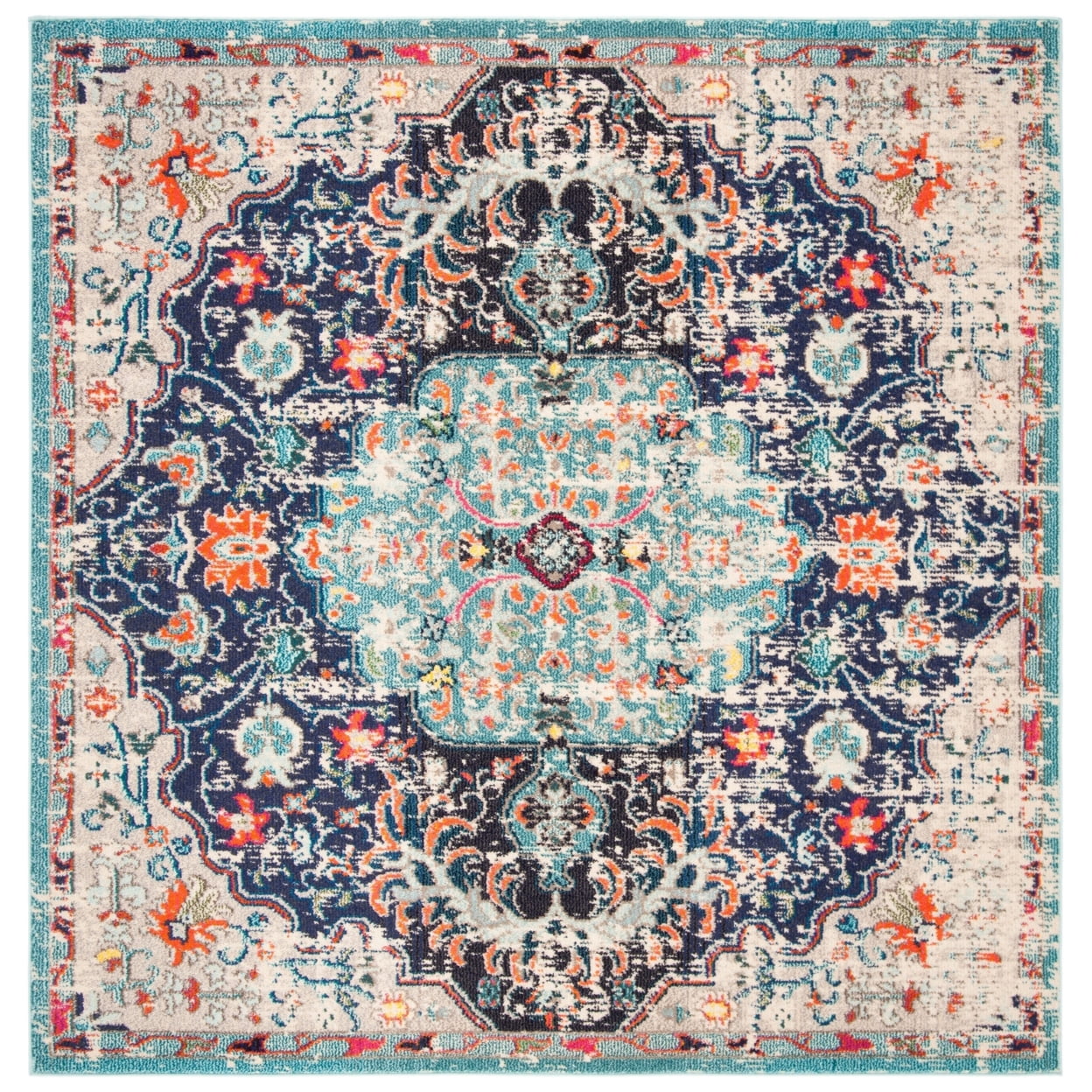 SAFAVIEH Madison Joandra Southwestern Area Rug, Black/Teal, 10' x 14'