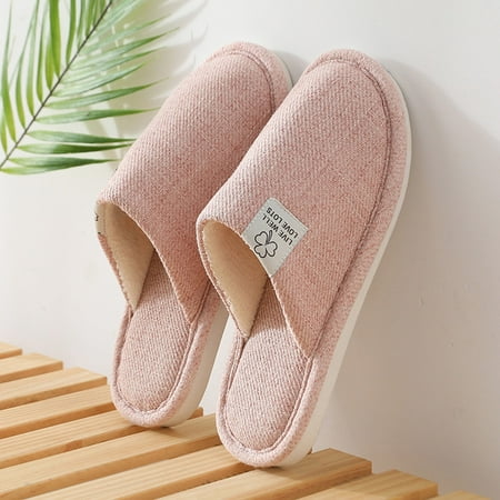 

〖Yilirongyumm〗 Pink 40-41 Sandals Women Men Slippers Indoor Floor Shoes Women Slippers For Womens Household Linen Shoes Women s Sandals