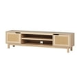 thumbnail image 5 of Walker Edison Boho 2-Door Rattan TV Stand for TVs up to 80”, Coastal Oak, 5 of 17