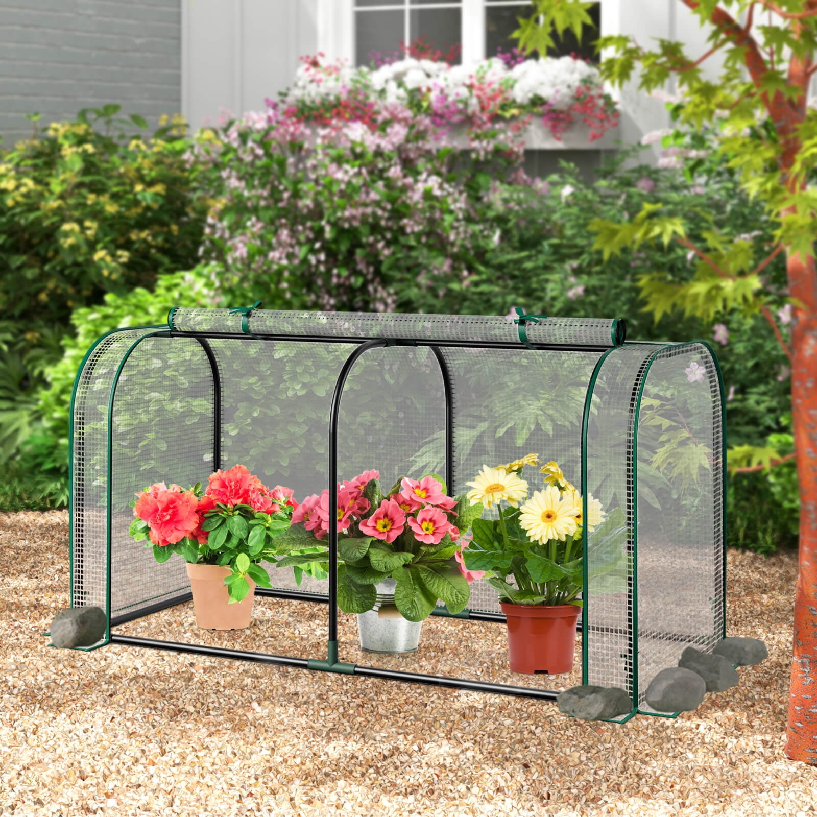 Costway Portable Mini Greenhouse 47" x 22" x 24" Outdoor Indoor Tunnel Greenhouse White