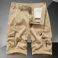 thumbnail image 2 of WERYOUNG Men Summer Solid Color Casual Wash Pocket Cargo Shorts Stylish Trunks, Khaki, 31, 2 of 4