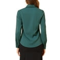 thumbnail image 4 of INSPIRE CHIC Women's Tie Bow Neck Contrast Trim Long Sleeve Office Blouse Top, 4 of 7
