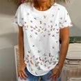 thumbnail image 1 of SMihono Hauts pour Femmes Été Chic Décontracté Mode Femme Décontracté Col Rond Blouse à Imprimé T-Shirt à Manches Courtes Hauts d'Été T-Shirt Grande Taille, 1 of 5