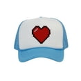 thumbnail image 1 of Men's 80's Retro Large 8 Bit Pixelated Heart Gamer Trucker Hat, White/Sky, 1 of 2