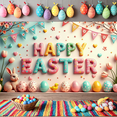 thumbnail image 6 of LUUFILx Easter Backdrop Banner with Bunny Eggs Background Spring Festival Decoration Party Supplies Photography Props Colorful Happy Easter Décor, 6 of 8