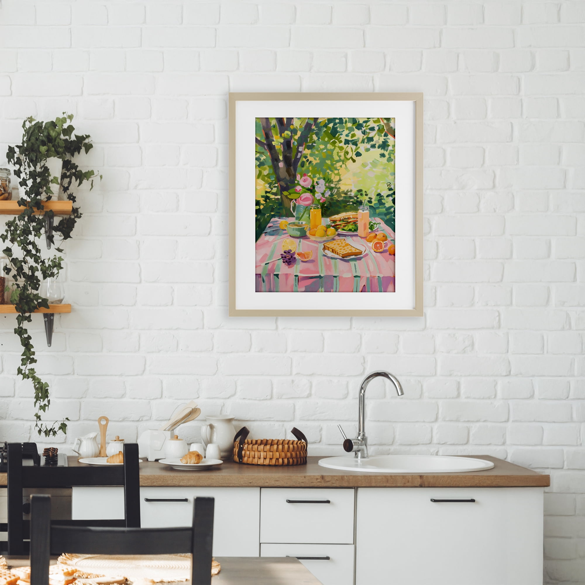 Stupell Industries Breakfast Picnic in Garden Birch Framed Print Under Glass, design by The Prints Vibe