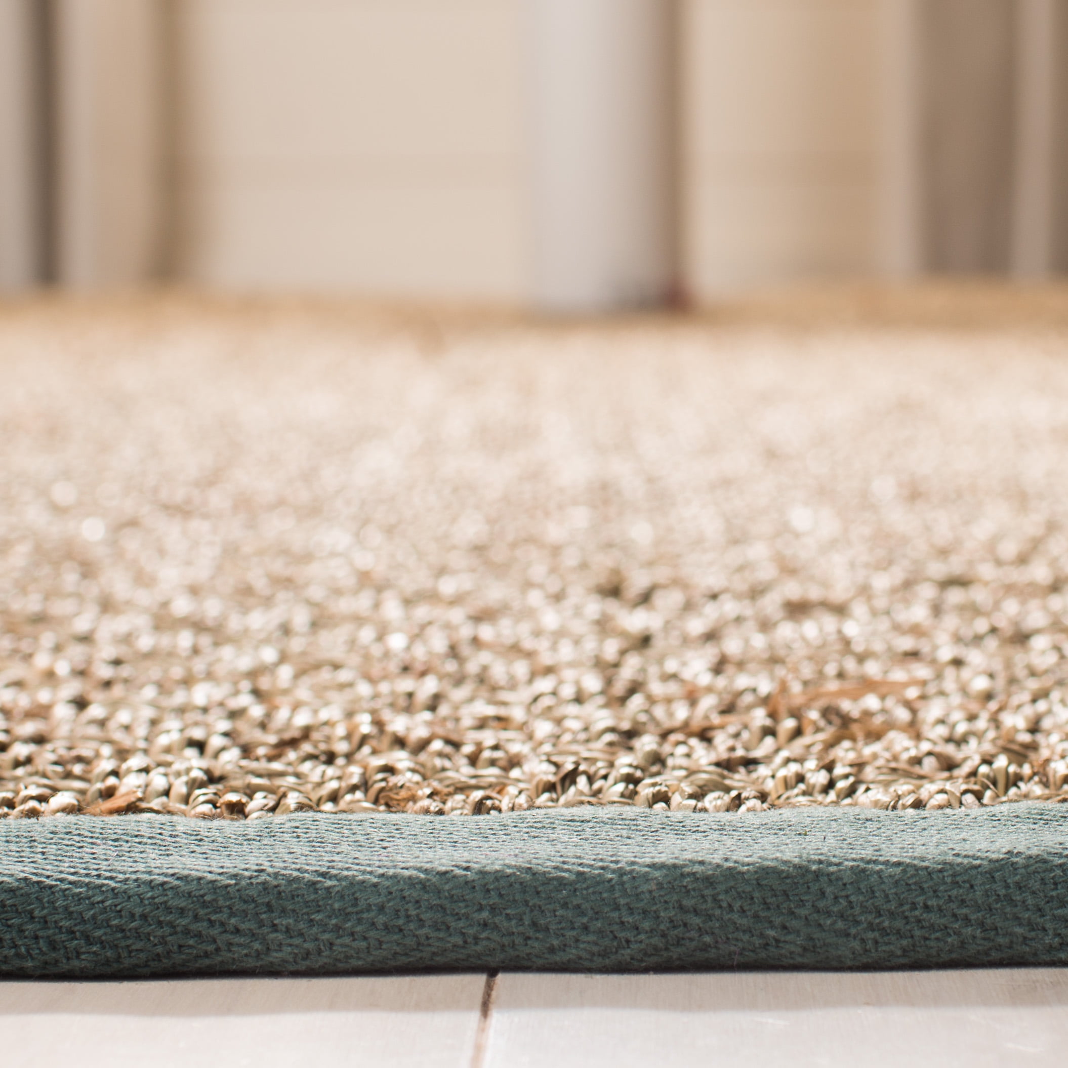 SAFAVIEH Natural Fiber Arbor Bordered Area Rug, Natural/Dusty Teal Blue, 6' x 9' - Coastal Design, Natural & Dusty Teal Blue, Seagrass, Ideal for Entryway, Kitchen, Living Room, Office