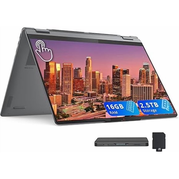 Lenovo Yoga 7i 2-in-1 16" 2K Touchscreen Laptop, Intel Core Ultra 5 226V, 16GB LPDDR5X, 2.5TB(2TB SSD+512GB Docking Station), Intel Arc Graphics, Backlit Keyboard, Fingerprint, Wi-Fi 7, Win 11, Gray