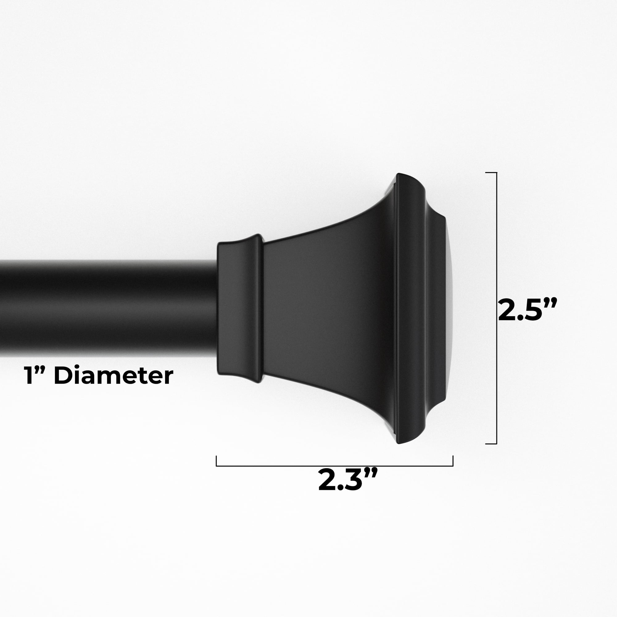 Mainstays 1" Black Square Adjustable Single Curtain Rod Set, 30-84"