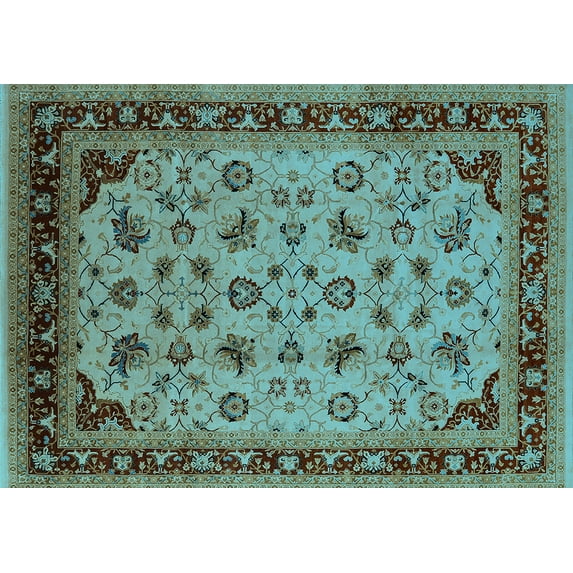 Ahgly Company Indoor Rectangle Oriental Light Blue Industrial Area Rugs, 2' x 4'