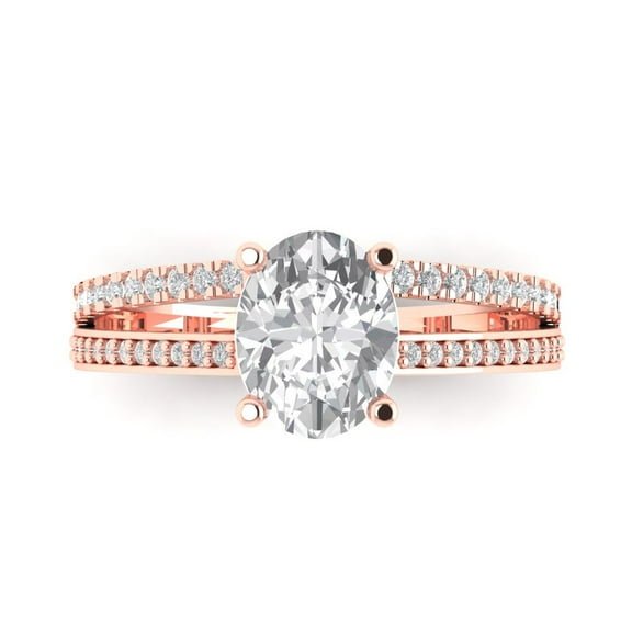 Solitaire with Accents Engagement Ring for Women - 2.32ct Simulated Diamond in 14K Rose Gold Promise Ring