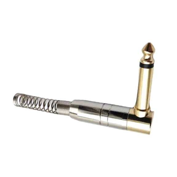 6.35mm Mono Connector Elbow AUX Plug 1/4" 90 Degree Right Angle Spring Adapter for Electric Guitar Organ Microphones
