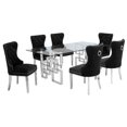 thumbnail image 1 of Rectangular Clear Glass 7pc Dining Set with Silver Stainless Steel Base, 1 of 3