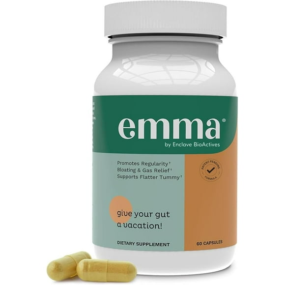 EMMA Bowel Health for Flatulence and Constipation Relief, Bowel Cleansing Fiber and Laxative Alternative 60 Count