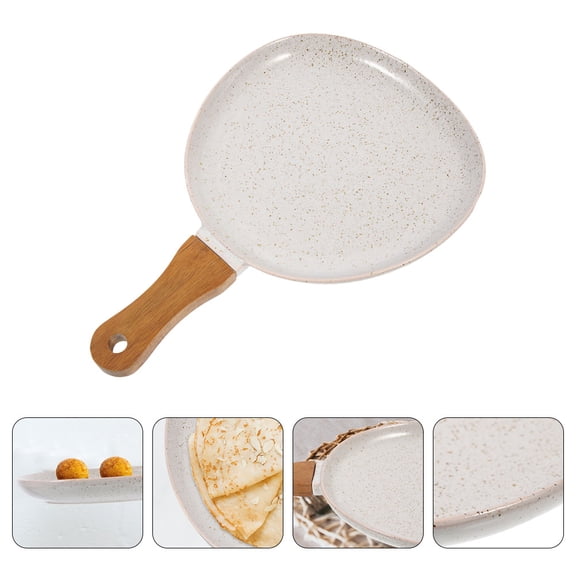 GOOHOCHY 10.5 Inch Grey Ceramic Dinner Plates with Wooden Handles, Microwave and Oven , Home Kitchen Dining Set