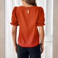 thumbnail image 5 of Stichou Women's Short Puff Sleeve Sweaters Knit Tops Trendy Crewneck Striped T Shirts Casual 2026 Summer Blouses Watermelon Red S, 5 of 6