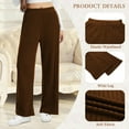 thumbnail image 3 of TEMOFON Wide Leg Ribbed Pants Women Knit Lounge Pants High Waist Casual Fall Apricot Trousers with Elastic Waistband Comfy Fit L, 3 of 7