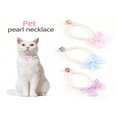 thumbnail image 2 of SNNROO 1pc Pet Pearl Necklace Bowknot Elastic Collar For Cats And Small-Medium Dogs  Teddy, 2 of 7