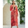 thumbnail image 6 of EDOLYNSA Women's Plus Size Smock Striped Printed Kimono Cardigan Casual Vacation Wear with Self Tie Loungewear, 6 of 9