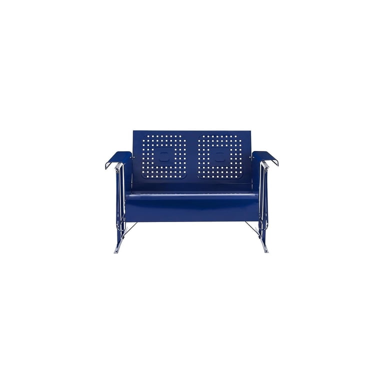 Crosley Furniture, Outdoor Metal Loveseat Glider, Bates, Navy