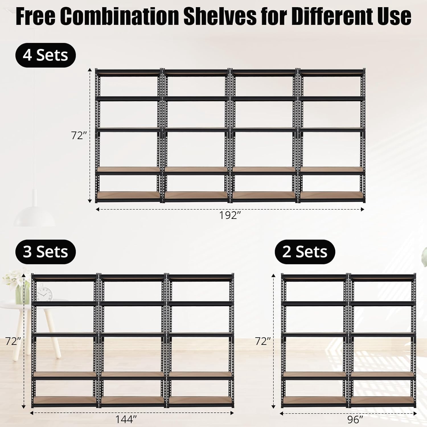 Heavy Duty Storage Shelves 36" x 18" x 72", 5 Tier Durable Metal Construction, Adjustable Shelving, Storage Utility Rack Shelf Unit for Garage, Kitchen, Warehouse