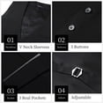 thumbnail image 3 of HISDERN Black Suit Vest for Men Classic Slim Fit V-Neck Waistcoat Formal Dress Vest for Weddings, 3 of 9