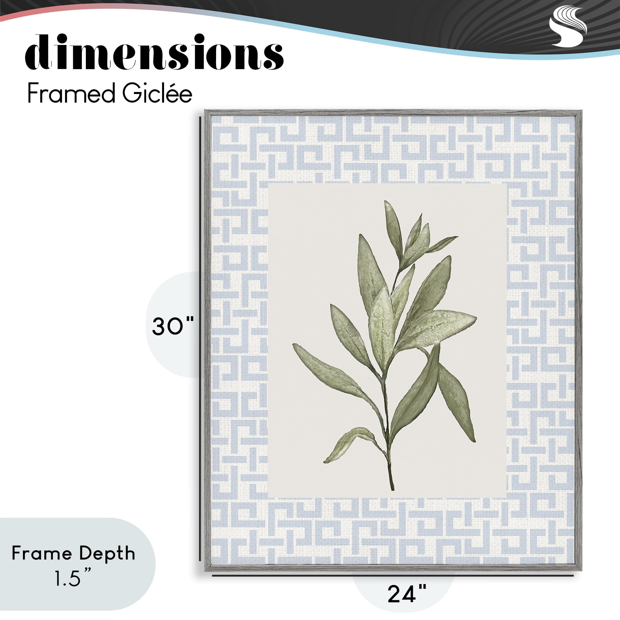 Stupell Industries Leafy Fresh Herb Gray Framed Giclee Art, design by Diannart
