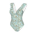 thumbnail image 4 of Yiaed Cute Honeybees Print Women's Ruffled One Piece Swimsuit V Neck Swimwear Slimming Monokini for Woman-X-Large, 4 of 8