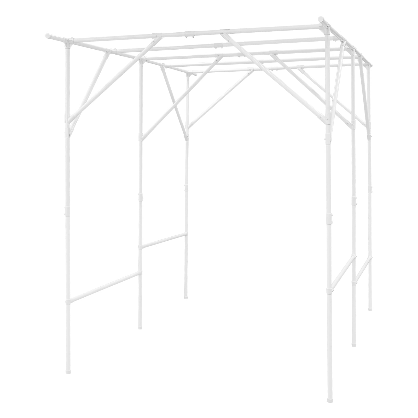 White Steel Tube 2x1.5x2m Courtyard Climbing Frame Stabilized Grape Trellis Plant Support Gardening Support