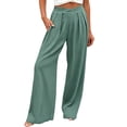 thumbnail image 5 of Women Linen Pants High Waisted Pants for Women Wide Leg Plus Size Palazoos with Pockets Womens Summer Beach Vacation Long Trousers, 5 of 5