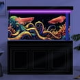thumbnail image 5 of Blacklight Octopus Sea Monster HD 3D Black Light Aquarium Background UV Reactive Background Terrarium Background with 10 EVA Double-Sided Tape, 48X24IN, 5 of 5