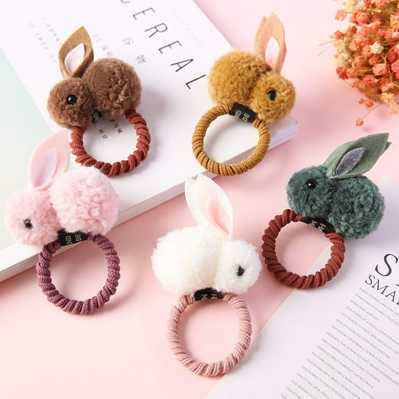 CTIRCHIU White Elastic Hair Tie Rabbit Design Stretch Hair Ring for Decorative Ponytail Holders